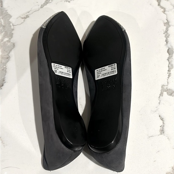 SCHUTZ Women’s Ballet Flats Gemma Pointed Toe with Diamonds Grey Suede NEW 8 - Picture 6 of 14
